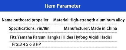 Marine Outboard Propeller for Parsun Hyfong Aiqidi Hadisi Hidea Hangkai Yamaha 3 HP 4 HP 5 HP 6 HP 8HP 7inch 7 1/2X7-BA Motor